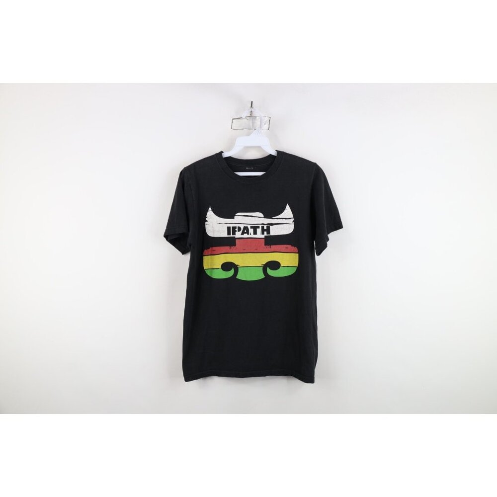 Vintage 90s Y2K Ipath Footwear Womens S Distressed Skateboard T-Shirt Black